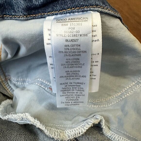 GOOD AMERICAN Good Curve Raw Hem Straight Jeans #GCSREFW386 Blue - Picture 9 of 13